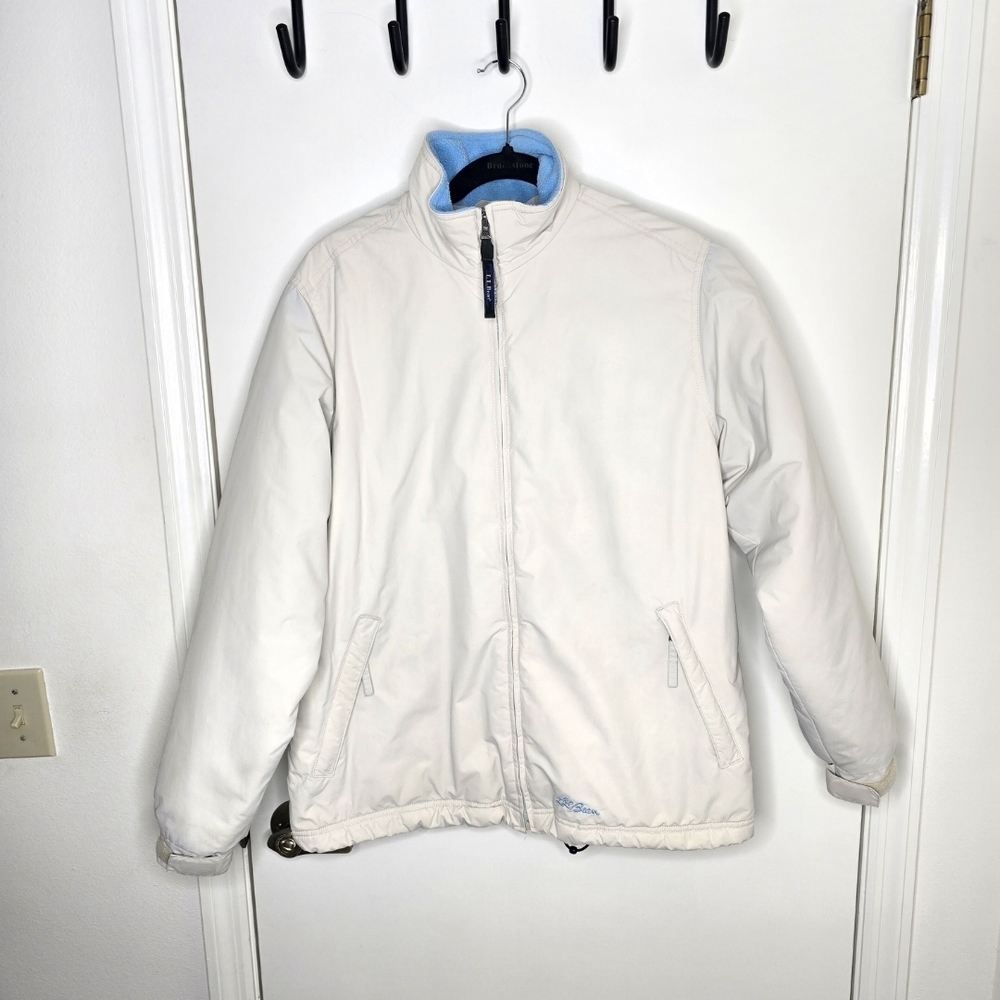 L.L. Bean Off-White Fleece Lined Women's Jacket Medium